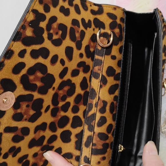 NWT Hoxis Leopard Animal Print Bag W Removable Chain Strap - Picture 4 of 8